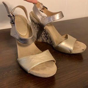 Two-tone Metallic Wedge Heels